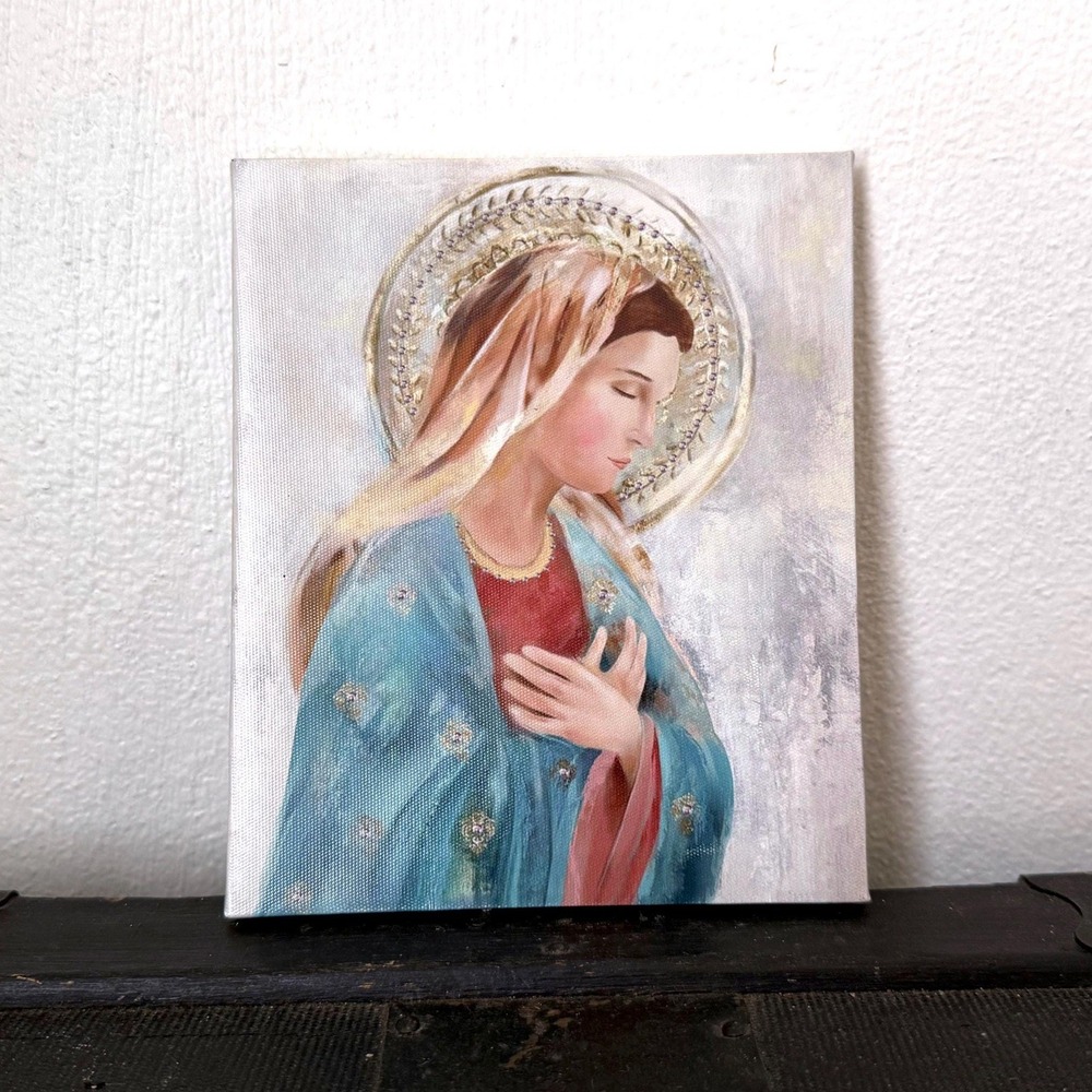 Virgin Mary Canvas Wall Art Pray for Us Catholic Religious Decor